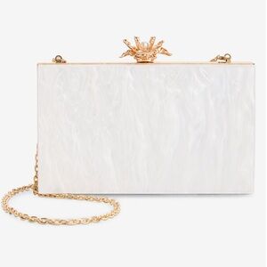 Elegant White Clutch with Gold Accents